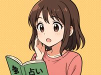 夢占いの体験談を見る女性のイラスト