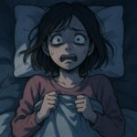 怖い夢を見て目がさめる女性