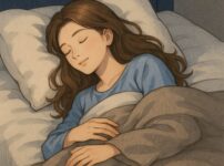 快眠で気持ちよさそうに寝ている女性